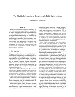 The Chubby Lock Service for Loosely-Coupled Distributed Systems