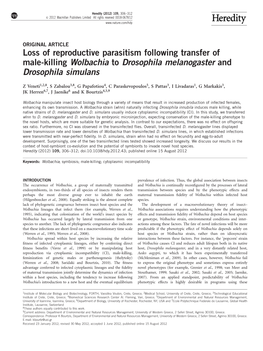 Loss of Reproductive Parasitism Following Transfer of Male-Killing Wolbachia to Drosophila Melanogaster and Drosophila Simulans