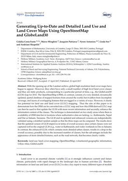 Generating Up-To-Date and Detailed Land Use and Land Cover Maps Using Openstreetmap and Globeland30