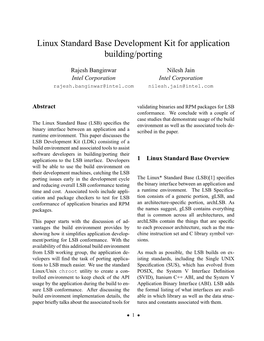 Linux Standard Base Development Kit for Application Building/Porting