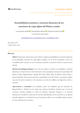 Sostenibilidad Económica Y Situación Financiera De Las Estaciones De Esquí Alpino Del Pirineo Catalán