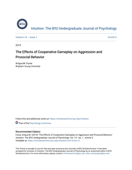 The Effects of Cooperative Gameplay on Aggression and Prosocial Behavior