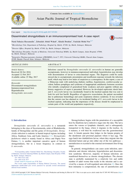 Disseminated Strongyloidiasis in an Immunocompromised Host: a Case Report