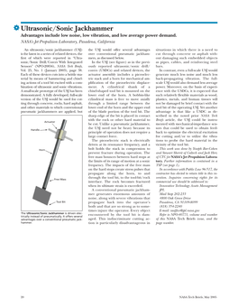 Ultrasonic/Sonic Jackhammer Advantages Include Low Noise, Low Vibration, and Low Average Power Demand