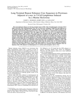 Long Terminal Repeat Enhancer Core Sequences in Proviruses Adjacent to C-Myc in T-Cell Lymphomas Induced by a Murine Retrovirus