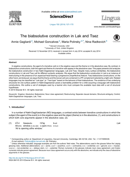 The Biabsolutive Construction in Lak and Tsez