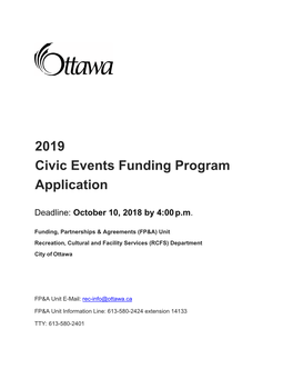 2019 Civic Events Funding Program Application