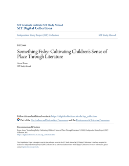 Something Fishy: Cultivating Children’S Sense of Place Through Literature Anne Rone SIT Study Abroad