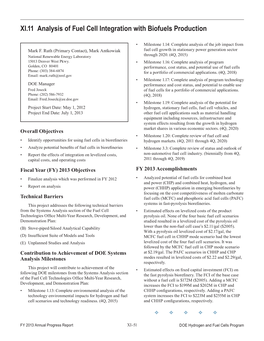 Analysis of Fuel Cell Integration with Biofuels Production