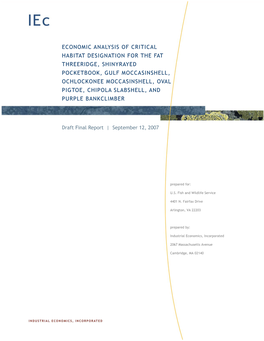 Economic Analysis of Critical Habitat Designation for the Fat Threeridge, Shinyrayed Pocketbook, Gulf Moccasinshell, Ochlockonee