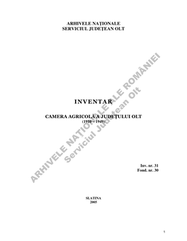 Camera Agricola a Jud Olt 1910-1949 Inv 31