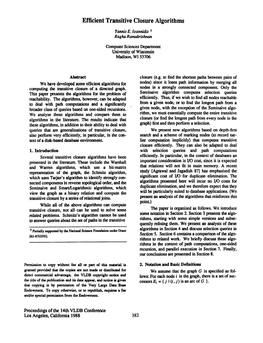 Efficient Transitive Closure Algorithms