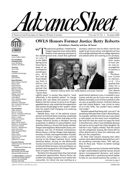 OWLS Honors Former Justice Betty Roberts by Kathleen J