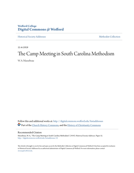 The Camp Meeting in South Carolina Methodism
