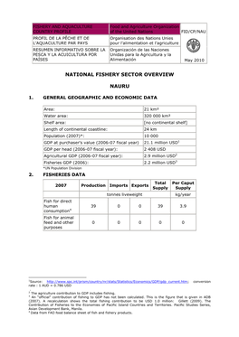 National Fishery Sector Overview Nauru