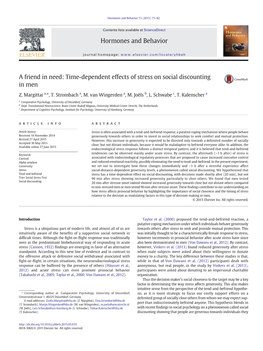 Time-Dependent Effects of Stress on Social Discounting in Men