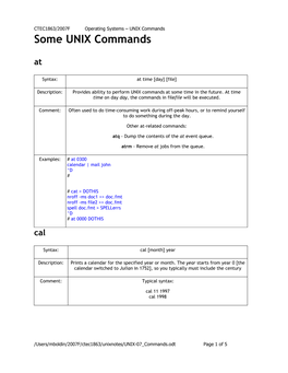 Some UNIX Commands At