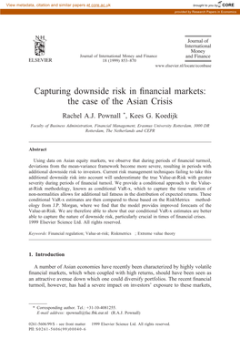 Capturing Downside Risk in Financial Markets: the Case of the Asian Crisis