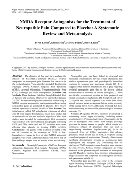 NMDA Receptor Antagonists for the Treatment of Neuropathic Pain Compared to Placebo: a Systematic Review and Meta-Analysis