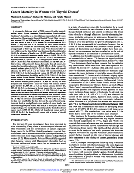 Cancer Mortality in Women with Thyroid Disease1