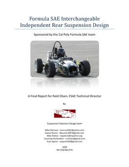 Formula SAE Interchangeable Independent Rear Suspension Design