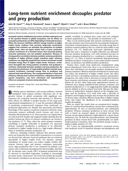 Long-Term Nutrient Enrichment Decouples Predator and Prey Production