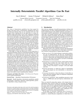 Internally Deterministic Parallel Algorithms Can Be Fast