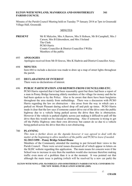 Egton with Newland, Mansriggs and Osmotherley 341 Parish Council