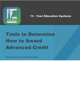 Tools to Determine How to Award Advanced Credit