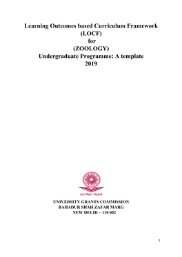 (LOCF) for (ZOOLOGY) Undergraduate Programme: a Template 2019