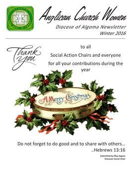 Diocese of Algoma Newsletter Winter 2016
