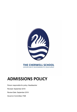 Admissions Policy