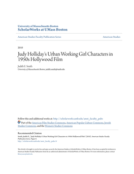 Judy Holliday's Urban Working Girl Characters in 1950S Hollywood Film Judith E