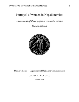 Portrayal of Women in Nepali Movies