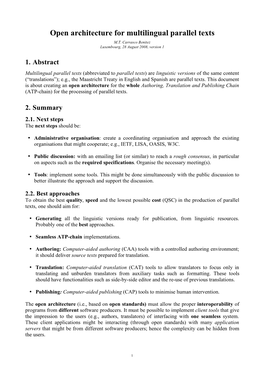 Open Architecture for Multilingual Parallel Texts M.T