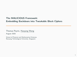 The MALICIOUS Framework: Embedding Backdoors Into Tweakable Block Ciphers