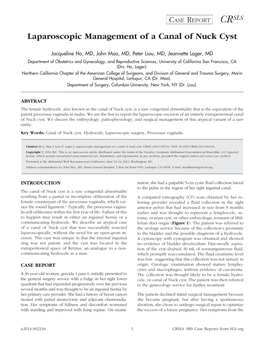 Laparoscopic Management of a Canal of Nuck Cyst