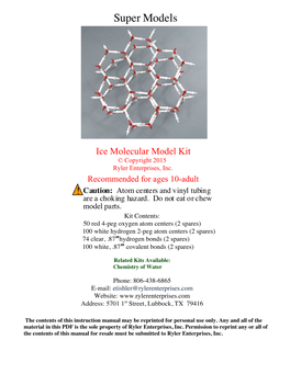 Ice Molecular Model Kit © Copyright 2015 Ryler Enterprises, Inc