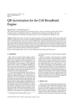 QR Factorization for the Cell Broadband Engine