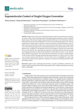 Supramolecular Control of Singlet Oxygen Generation