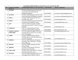 Licensed Forex Bureau Outlets As at August 25, 2017 No