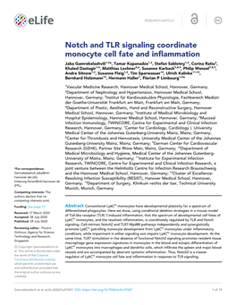 Notch and TLR Signaling Coordinate Monocyte Cell Fate and Inflammation