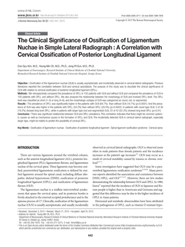 The Clinical Significance of Ossification of Ligamentum Nuchae