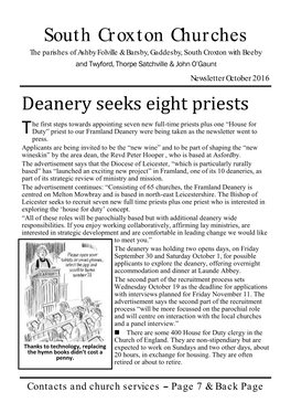 South Croxton Churches Deanery Seeks Eight Priests