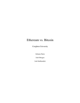 Ethereum Vs. Bitcoin