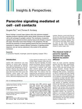 Paracrine Signaling Mediated at Cellcell Contacts