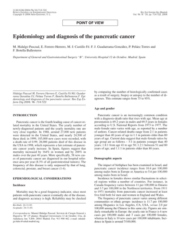 Epidemiology and Diagnosis of the Pancreatic Cancer