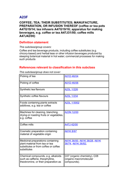 Coffee; Tea; Their Substitutes; Manufacture