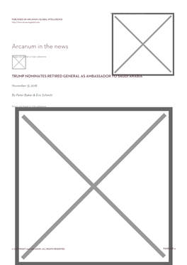 Trump Nominates Retired General As Ambassador to Saudi Arabia