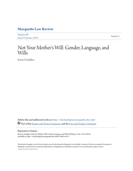 Gender, Language, and Wills Karen J